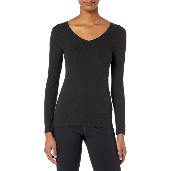 Amazon Essentials Women's Slim-Fit Layering Long Sleeve Knit Rib V-Neck Shirts b - Picture 3 of 9